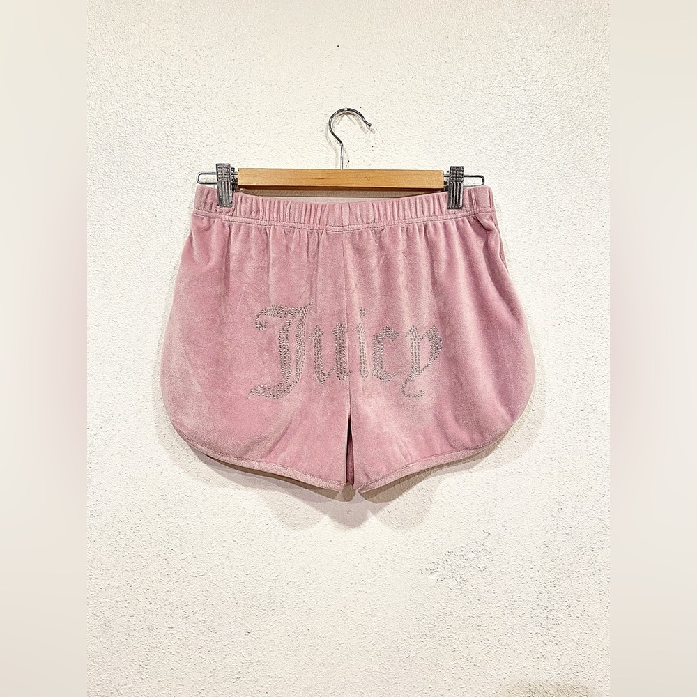 juicy couture — women’s pink velour rhinestone shorts (sleepwear)